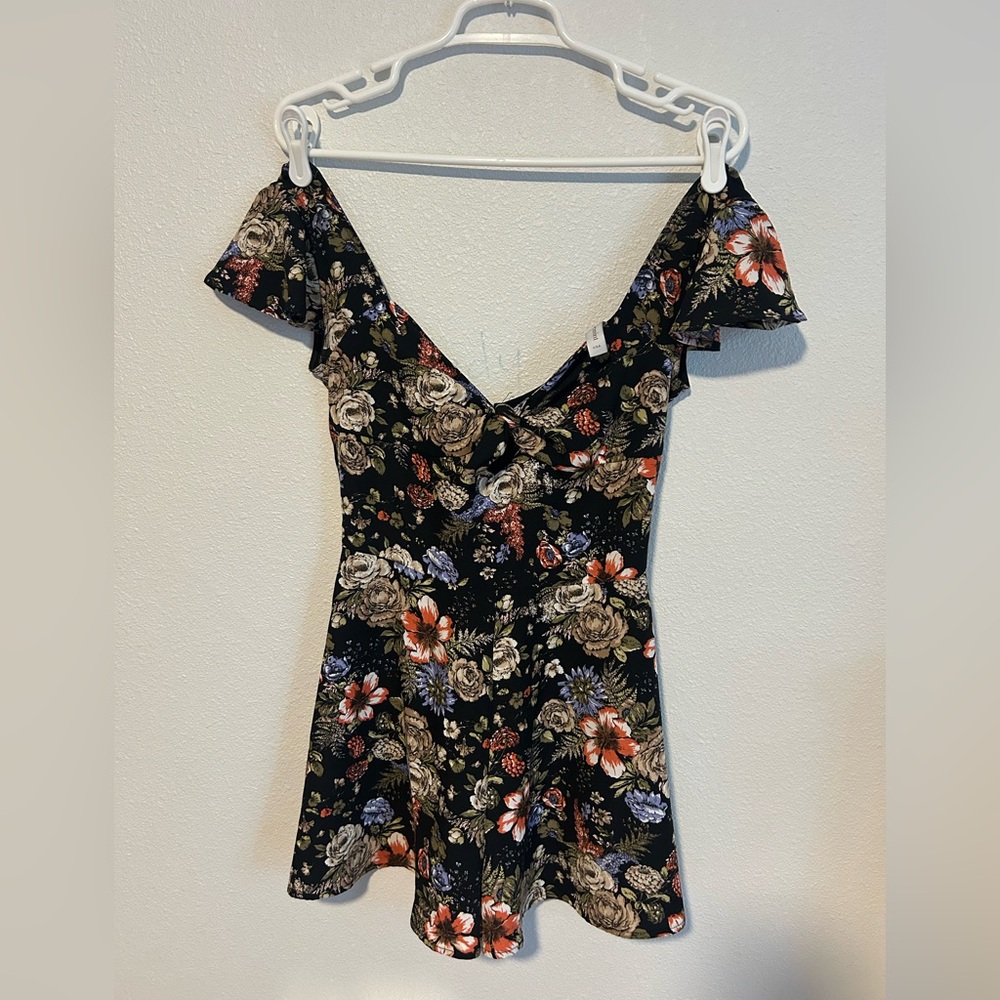 Floral Black Romper